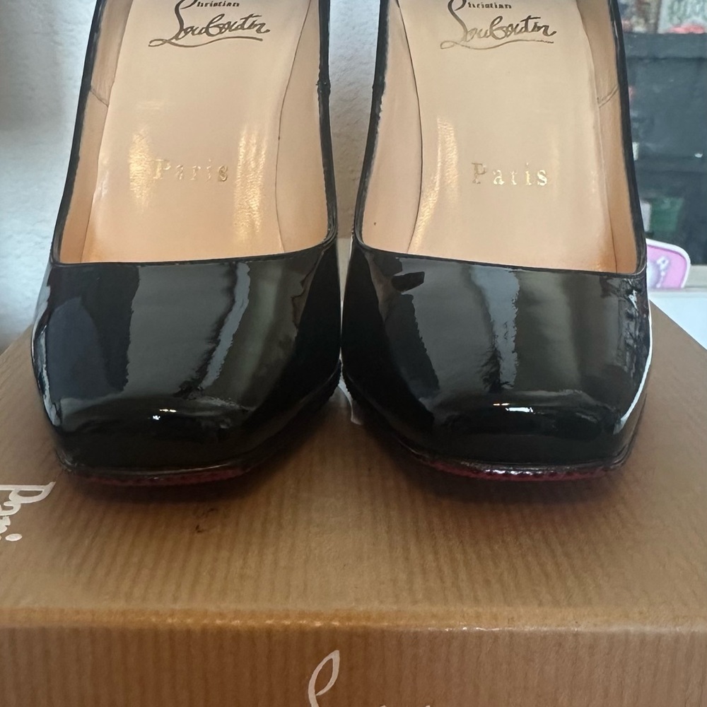 RARE, square toe Christian Louboutin red bottom heels. - Picture 2 of 9
